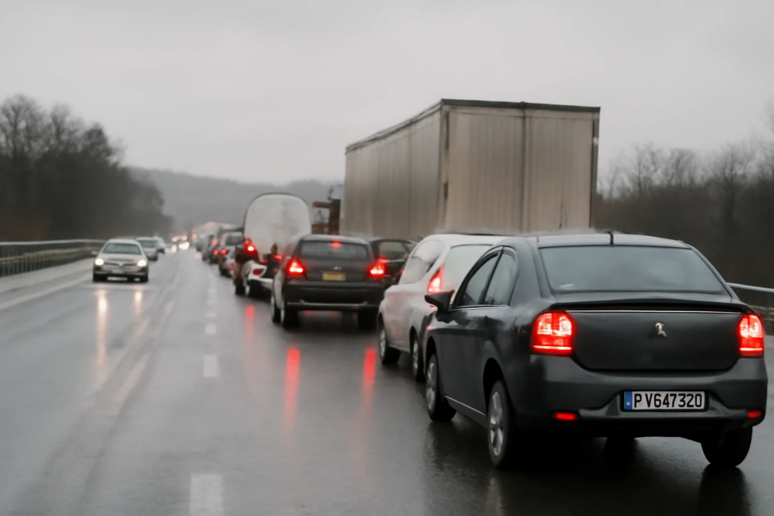 Trafic rutier îngreunat la Pitești pe DN7 și A1 din cauza carosabilului umed