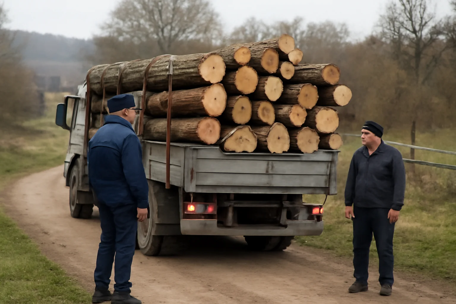 Transport ilegal de lemn depistat în zona Berevoești, județul Argeș, anunțat de polițiștii din Pitești