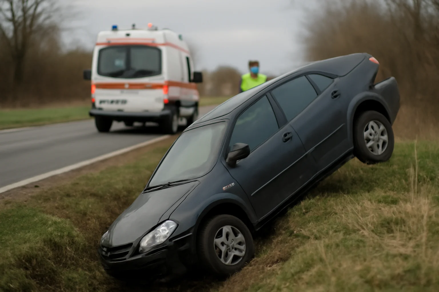 Victimă rănită după ce autoturismul a ieșit în afara carosabilului, în Argeș